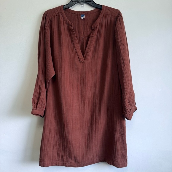 Old Navy Terracotta Boho Midi V-Neck Dress - Size Large - Picture 3 of 8